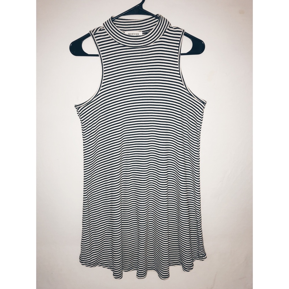 Black and White Stripped turtle-neck dress